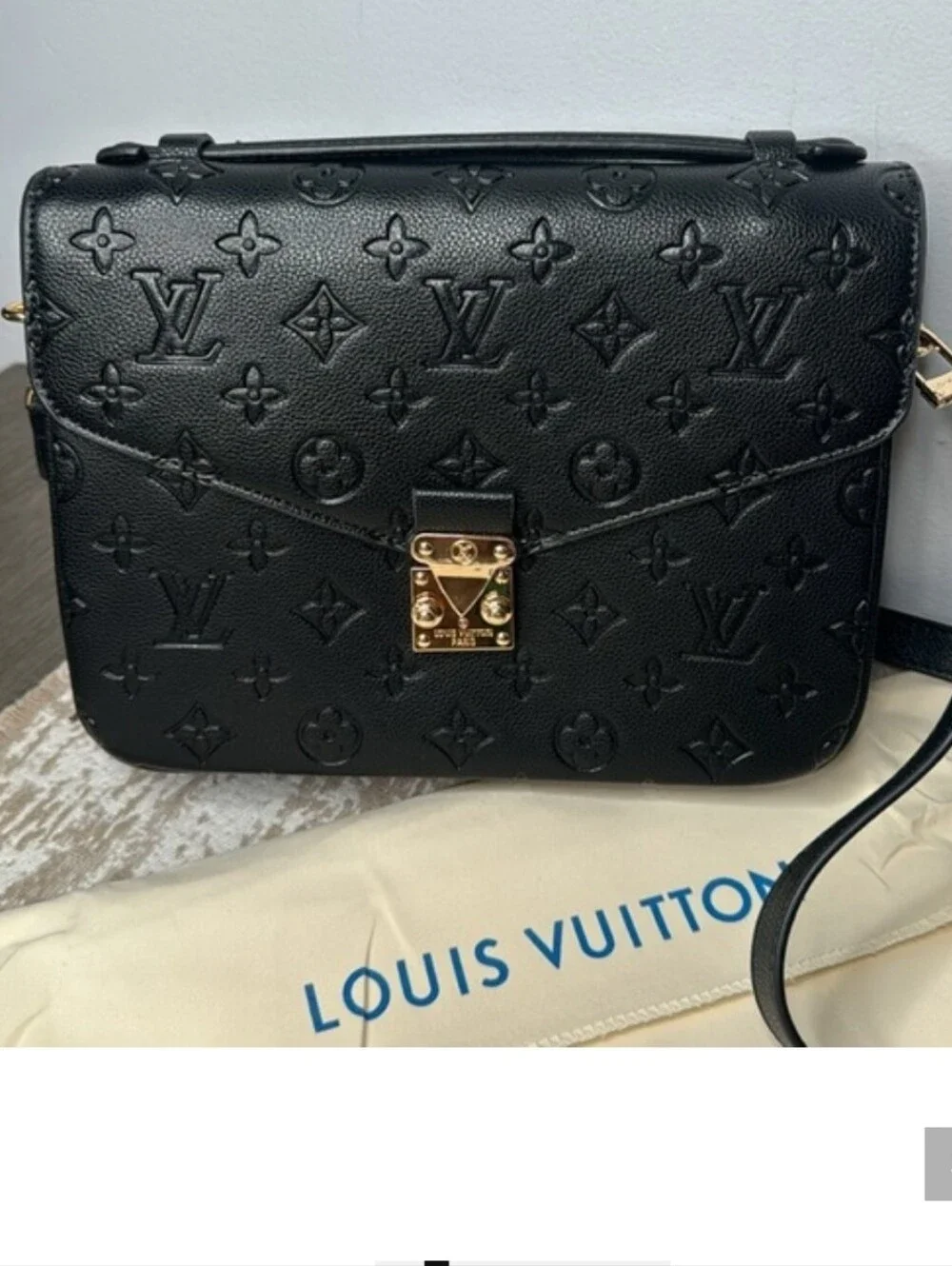 Gorgeous Embossed Monogram Black Shoulder Bag - Picture 2 of 9